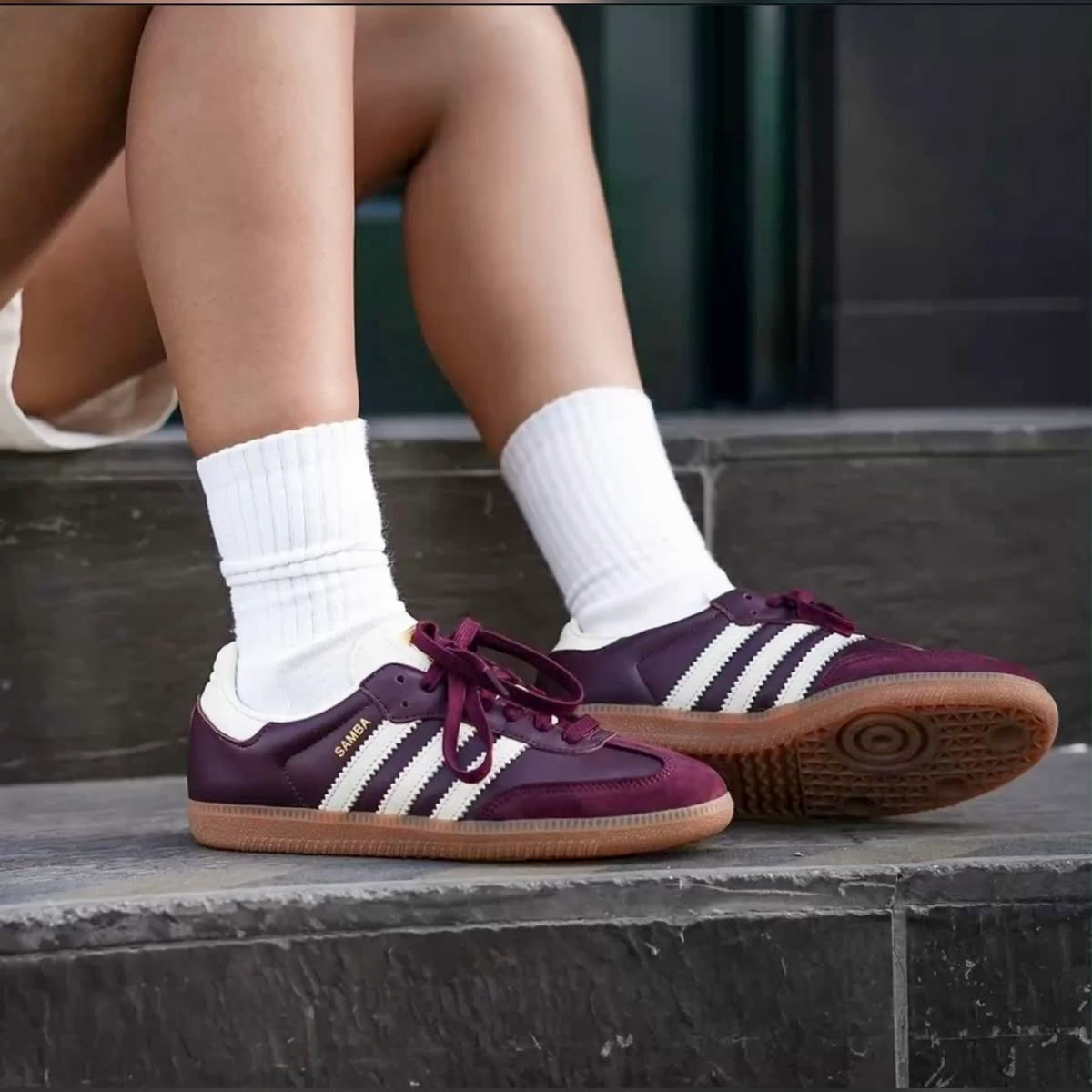 Adidas samba bordo Y blanco